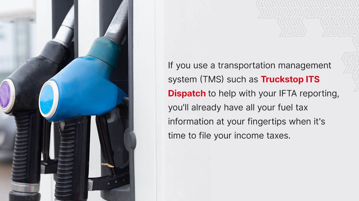 Use Truckstop ITS Dispatch to help with Ifta reporting.