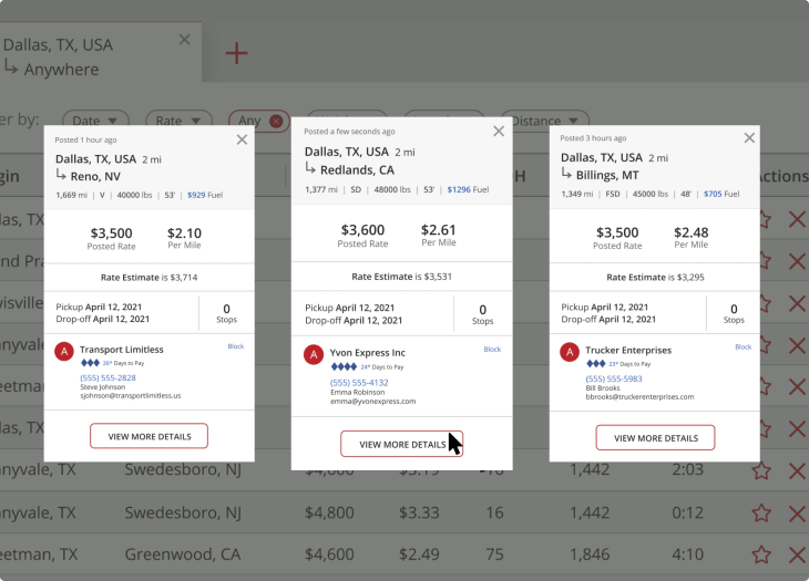 Compare cost per mile