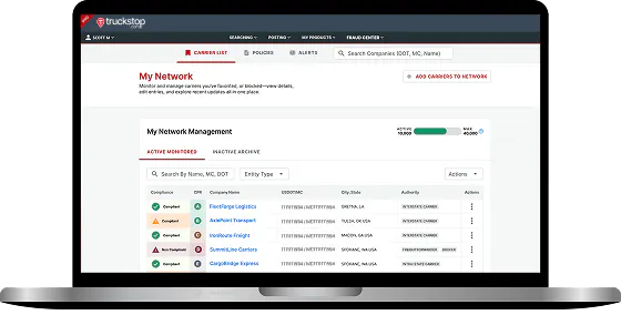 Carrier Hub My Network management screen