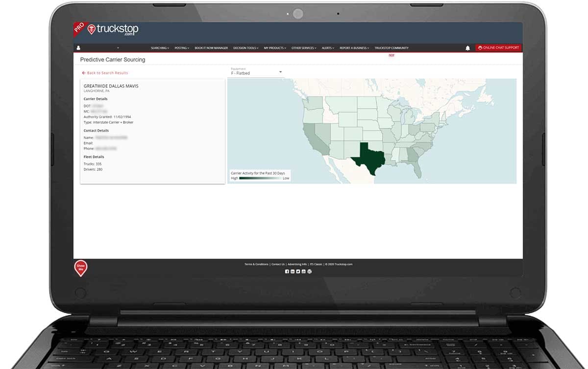 Predictive Carrier Sourcing - Screenshot