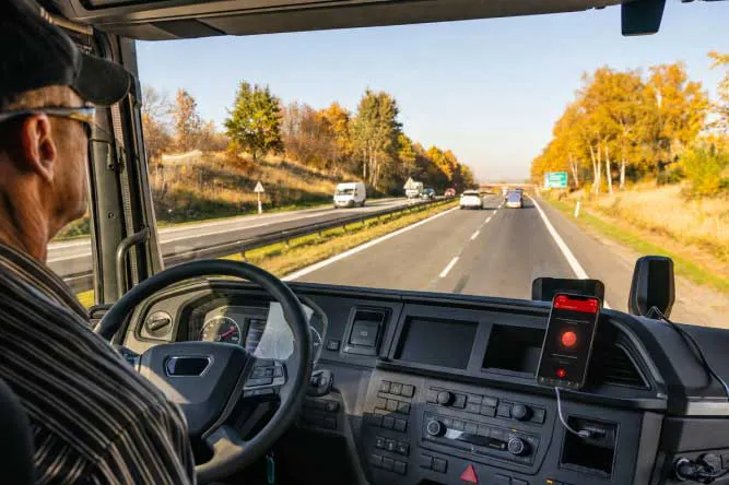 Driver in cab