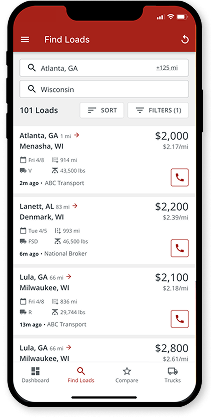 iPhone showing Truckstop app