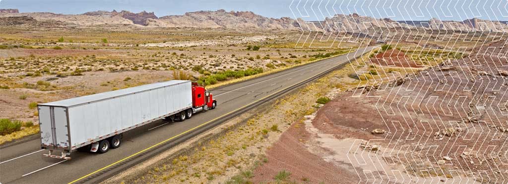 Truck driving through open countryside