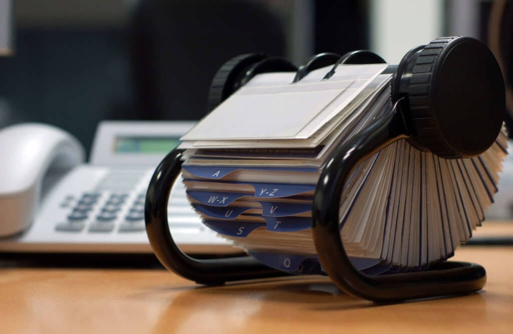 Roladex on a desk