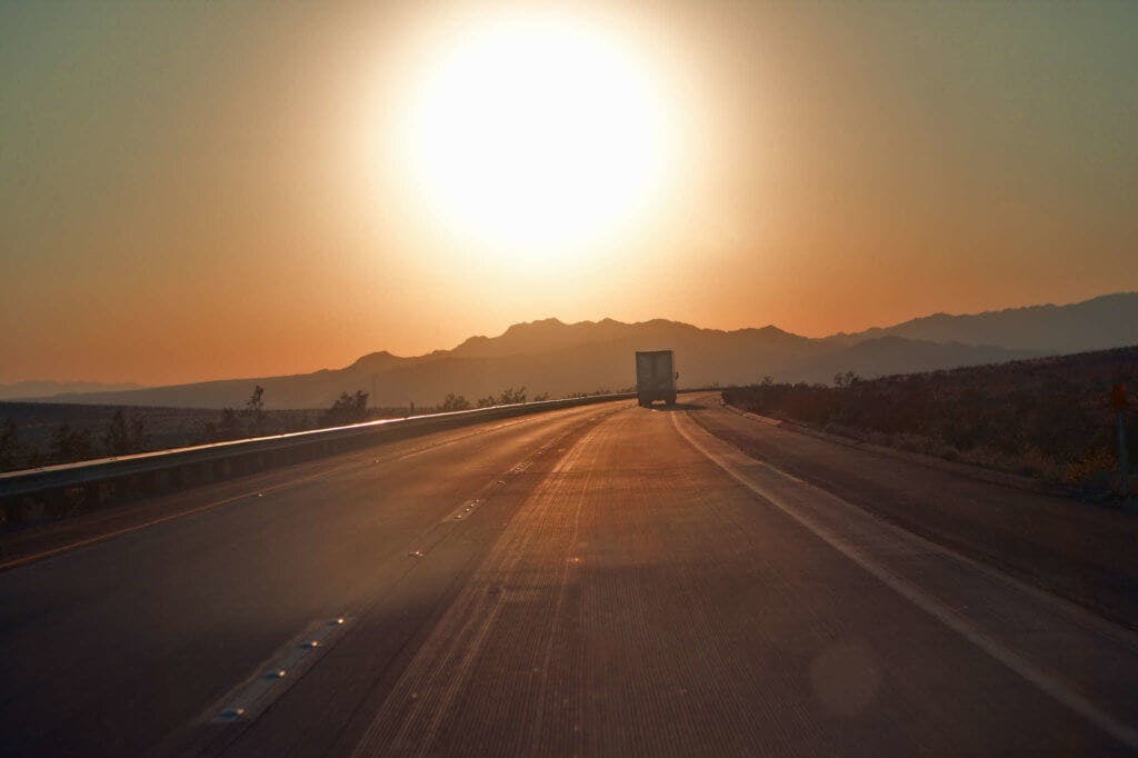 truck driving in Nevada sun